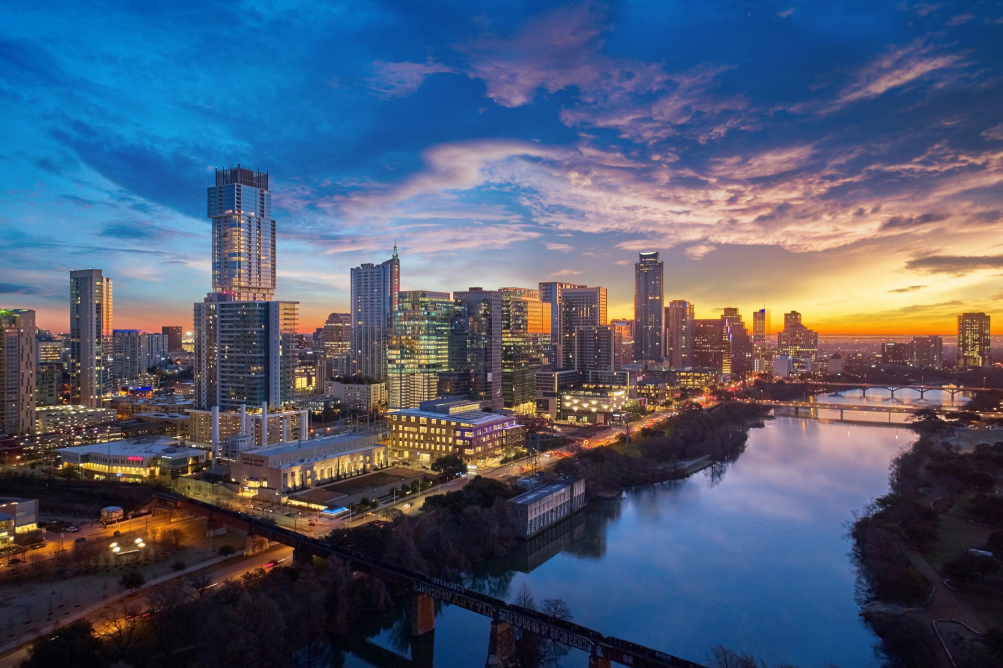 Austin skyline at golden hour